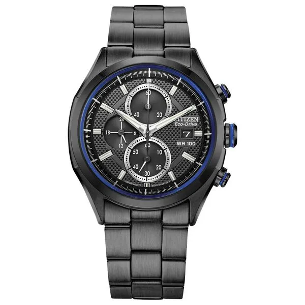 Relógio Citizen Masculino Ref: Ca0438-52e Solar Black Cronógrafo Eco-Drive