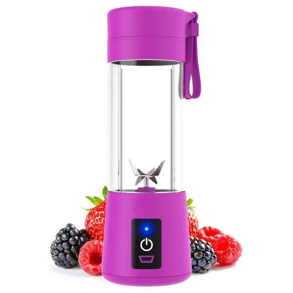 Mini Liquidificador Mixer Portatil 320ml Usb 6 Lâminas Roxo Bivolt