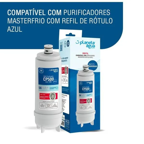 Kit 2 Refil Cp500 para Purificador Master Frio Rótulo Azul Planeta Agua