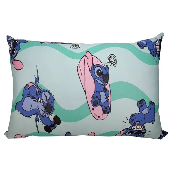 Fronha Avulsa KazzaVip Malha 100% Algodão Disney Estampada Stitch Fit 48cmx68cm Verde