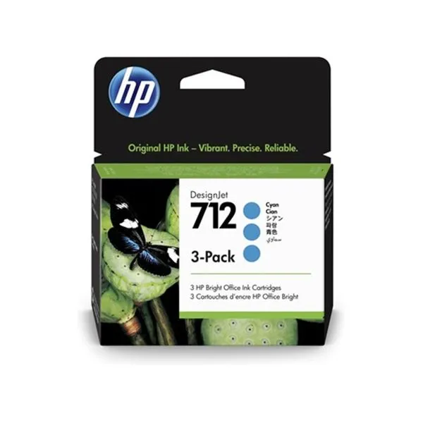 Cartucho de Tinta HP 712 Ciano PLUK 29ML (3 UNID) 3ED77A