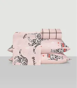 Jogo De Cama Queen Leopardo 4 Peças Lar E Lazer Rosa UN / Rosa