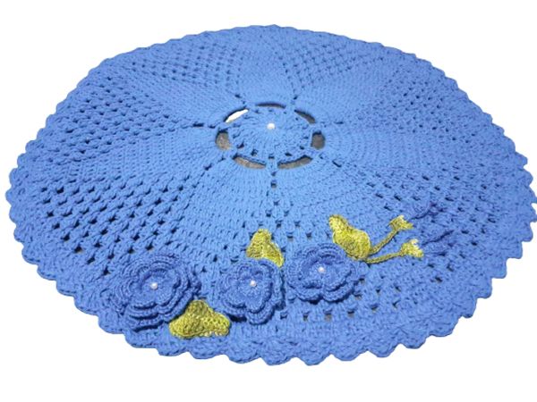 Tapete Azul de crochê Artesanal