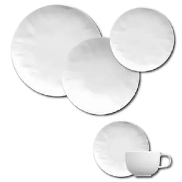 Aparelho de Jantar, Chá e Sobremesa 20 Peças Orgânico em Porcelana – Branco