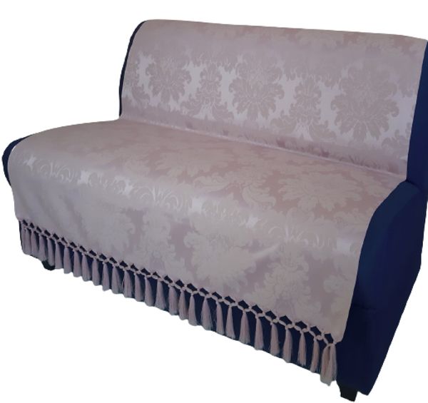 Capa manta sofá sala xalé medalhão rosa jacquard 1,40x1,80