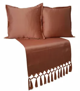 Peseira cama king queen 2,50x0,43 Marrom 2 Capas de Almofada jacquard 40x40