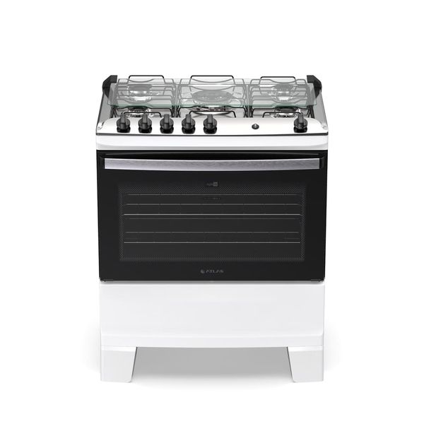 Fogão Atlas Agile Up 5 Bocas com Mesa Inox Tripla Chama e Acendimento Automático Bivolt Branco