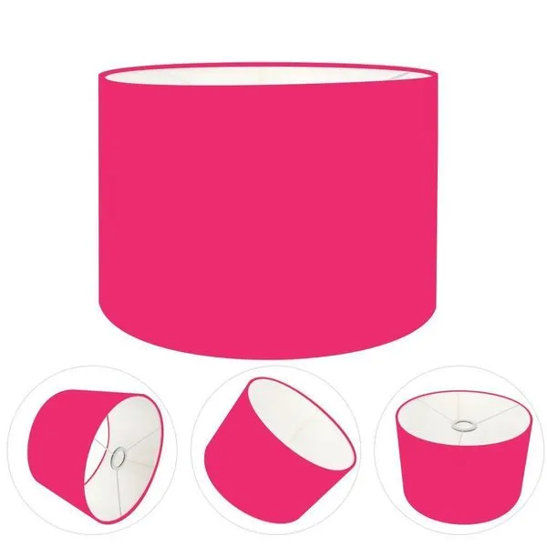 Cúpula Abajur E Luminária Cilíndrica Vivare Cp-7019 ø40x30cm - Bocal Nacional Rosa-pink