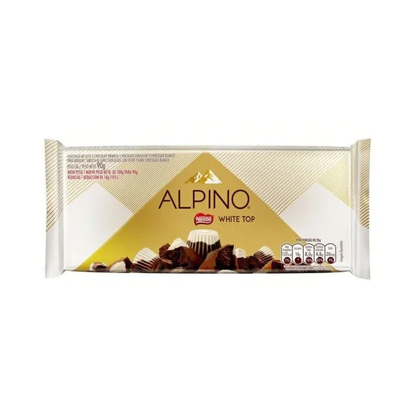 Tablete de Chocolate 90g Alpino White Top Nestlé