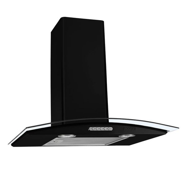 Coifa de Parede 60cm Vidro Curvo Duto Slim Fogatti Preto / 220 V