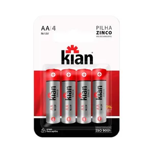 Pilha Pequena AA Zinco com 4 Kian 14248