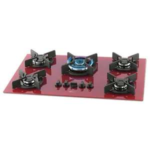 Cooktop a Gás 5 Bocas Fischer Mesa de Vidro Infinity Vermelho / Bivolt