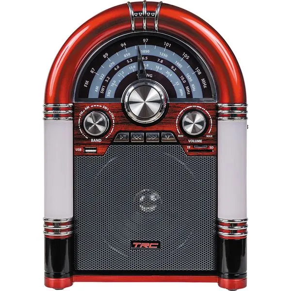 Rádio Portátil TRC AM/FM, Bluetooth, Controle Remoto, Entradas USB, SD e Auxiliar Retrô TRC-210