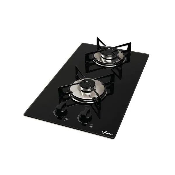 Fogão Cooktop Fischer 2Q Gás Mesa Vidro Com Supervisor De Chama Bivolt