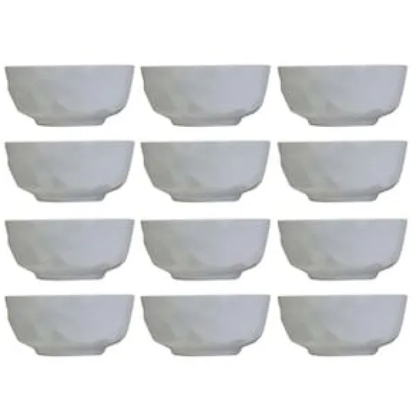 Conjunto com 12 Tigelas M Germer Edros em Porcelana Branca - 600 ml