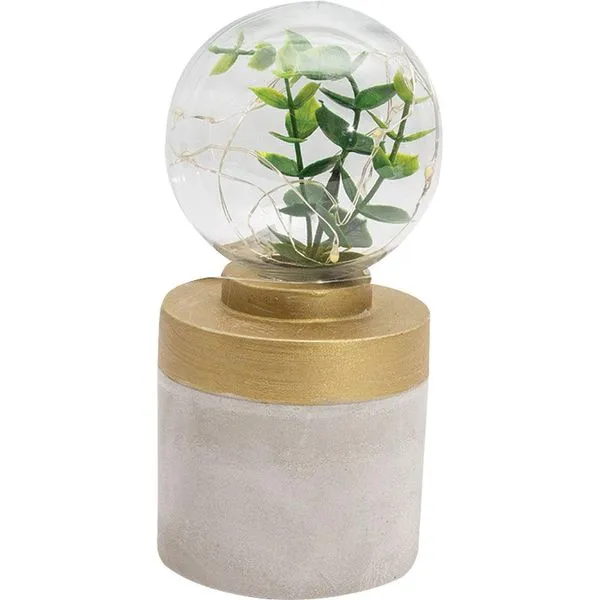 Luminária Led Cazza Folha Cilíndrica com Base de Cimento Tira Dourada