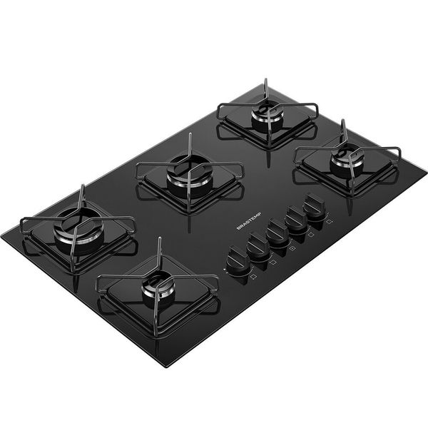 Cooktop 5 Bocas Brastemp BDD75BE Mesa de Vidro Grade de Aço Ferro Aramado Bivolt Preto