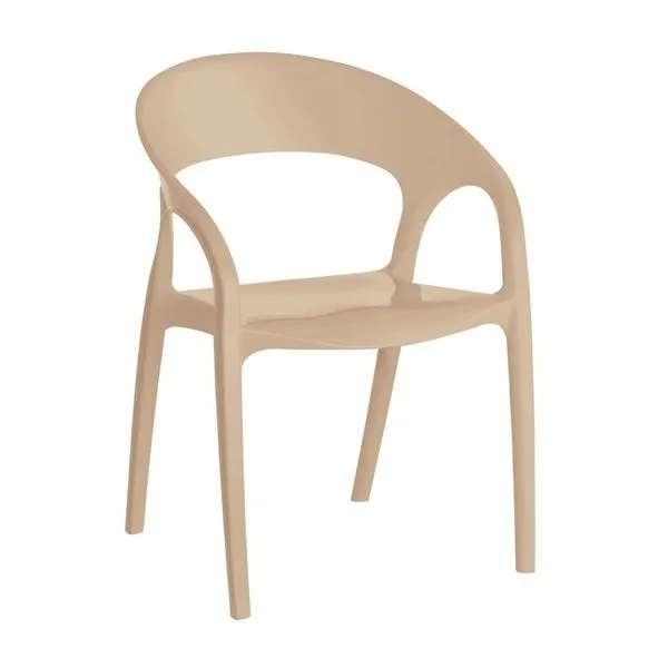 Conjunto 4 Cadeiras de Plástico Polipropileno Empilhável Glass Plus Cappuccino