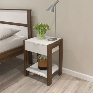 Mesa de Cabeceira 1 Gaveta Branco Branco