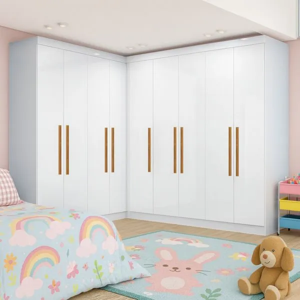 Guarda-roupa Infantil 9 Portas Jasmim Branco
