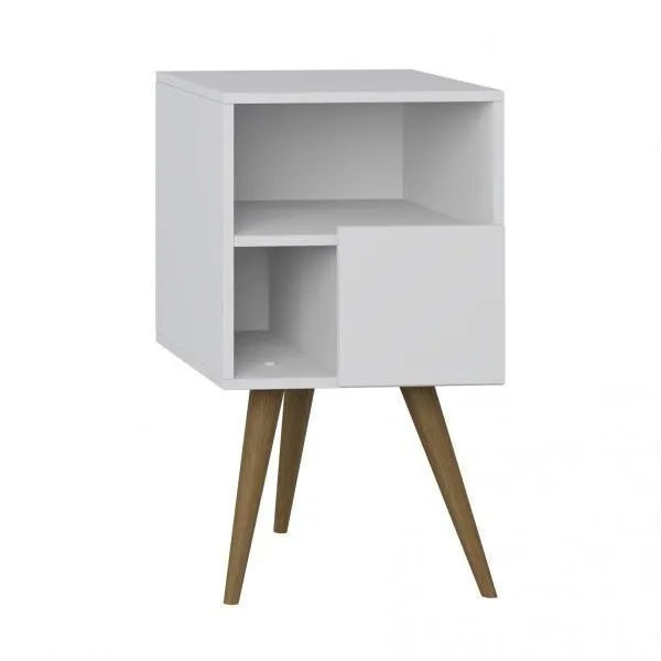 Mesa de Cabeceira 1 Porta Retrô Branco