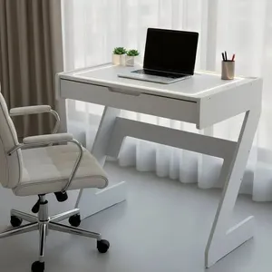 Escrivaninha para Escritório com Luz Quente Neon 1 Gaveta 73cm Branco Branco