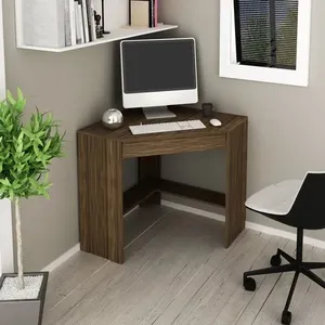 Escrivaninha Mesa Escritório de Canto com ME4169 1 Gaveta 76,5cm Espresso Móveis Nogal Nogal