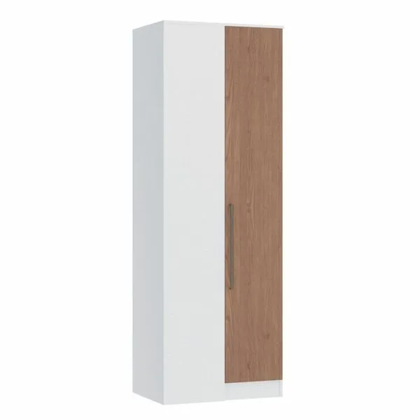 Guarda Roupa Modulado Canto Reto 1 Porta Requinte+ 100% MDF Branco Line/Macadâmia