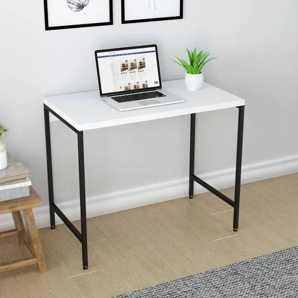 Escrivaninha Mesa Escritório Estilo Active 90cm Industrial Yescasa Branco Chess Branco Chess