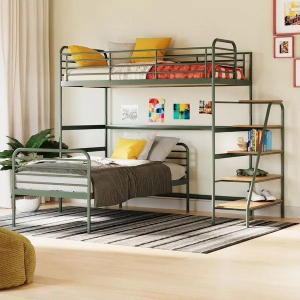 Beliche com Escada Lateral em Ferro Aço Carbono Tubular Teko Casatema Preto Fosco / Álamo
