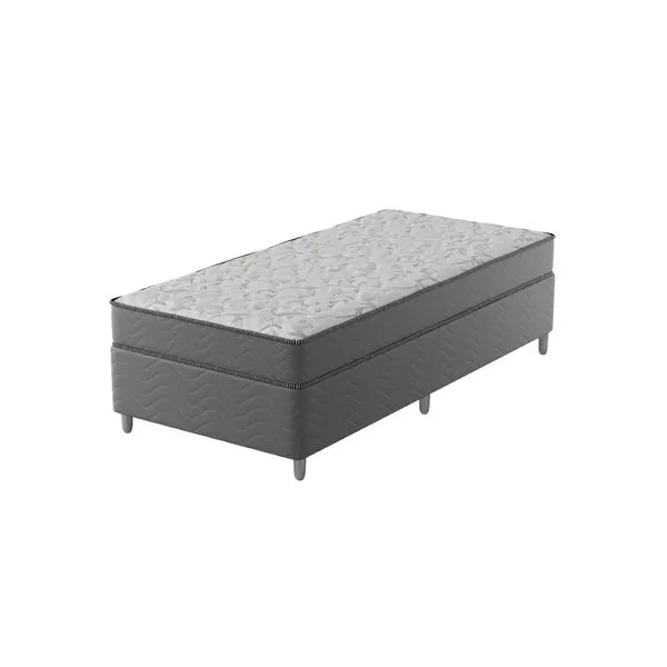 Cama Box Solteiro D33 Of 108x198x0,42 Montreal Yescasa Cinza/Branco