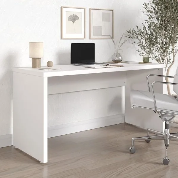 Escrivaninha Mesa Escritório em Tamburato Acabamento em BP Ficus 150cm CabeCasa MadeiraOriginals Branco