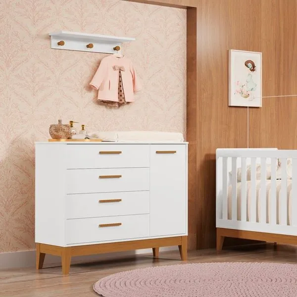 Cômoda Sapateira para Quarto de Bebê Flip Branco Fosco