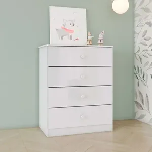 Cômoda Infantil 4 Gavetas Sonho Encantado Espresso Móveis Branco