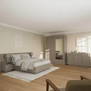 Kit Guarda Roupas 2 Portas, Cama Casal e Complementos de Quarto Araçá CabeCasa MadeiraOriginals Fendi