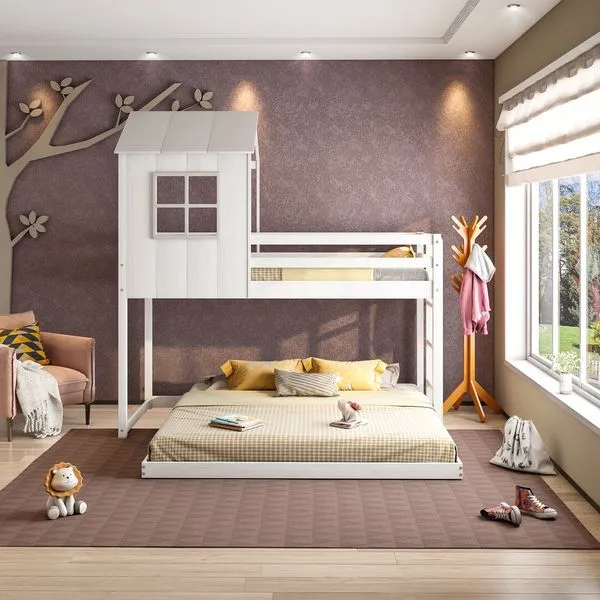 Beliche Solteiro Queen Montessoriano Cabana Family Casatema Branco/Offwhite