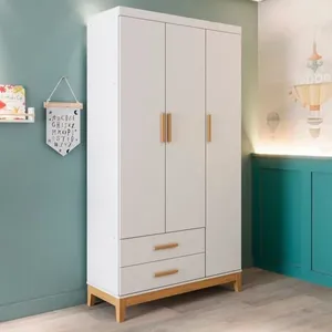 Guarda-roupa de Bebê 3 Portas Hellen Branco/Bétula