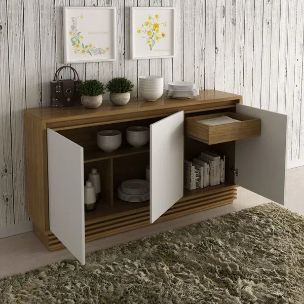 Balcão Buffet 3 Portas 1 Gaveta BB2610 Tecnomobili Natural