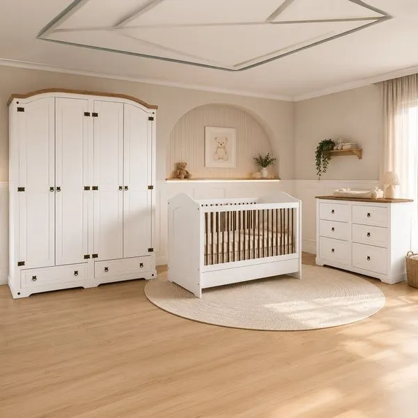 Quarto para Bebê Completo 6g Smile Creme/Carvalho