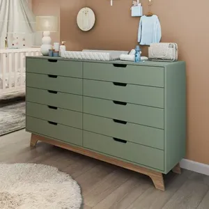 Cômoda para Quarto Infantil 10 Gavetas 100% Mdf Alice Verti/Freijó