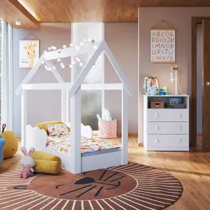 Conjunto Infantil Cama Montessoriana com Cômoda Branco
