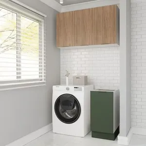 Lavanderia Modulada 2 Peças sem Tampo com Rodapé Ipanema CabeCasa MadeiraOriginals Verde Folha/Acácia