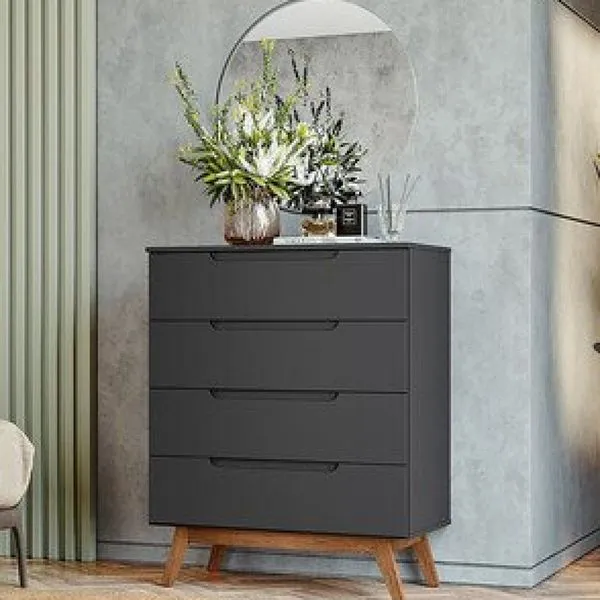 Cômoda Solteiro Retrô 4 Gavetas Alpi Preto