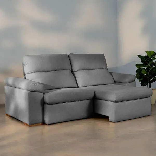Sofá Retrátil e Reclinável 3 Lugares Tecido Cinza Botero 210cm CabeCasa MadeiraOriginals Cinza
