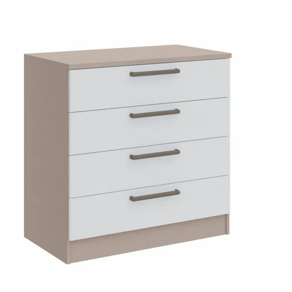 Cômoda Módulo Inferior 4 Gavetas Requinte+ 100% MDF Duna Line/Branco Line