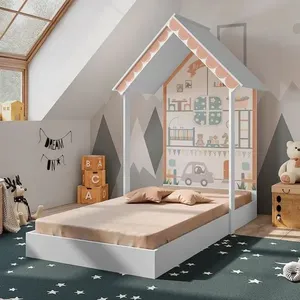 Mini Cama Casinha Montessoriana Home Branca Branco/Marrom Claro