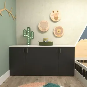 Armário Duplo Baixo Infantil Corp Branco/Preto