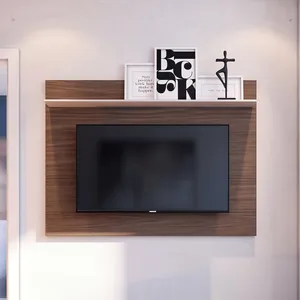 Painel para TV até 55 Polegadas 135cmx99,6cm 1 Prateleira Maia Marrom Nogueira Real/Off White Nogueira Real/Off White