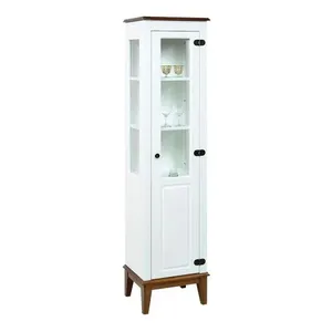 Cristaleira com 1 Porta de Vidro/madeira Amêndoa/Branco