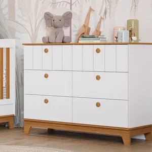 Cômoda de Bebê com 6 Gavetas Chantilly Expresso Móveis Branco/Nature
